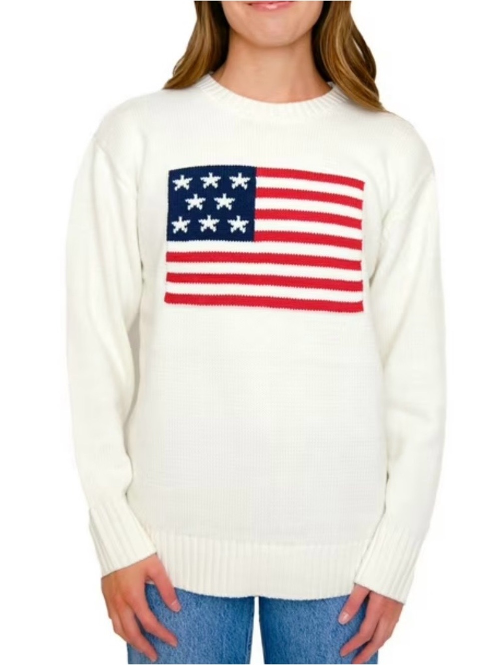 Mighty Fine Mighty Fine Women's Americana Flag Sweater July 4th Independence Day - Picture 6 of 10